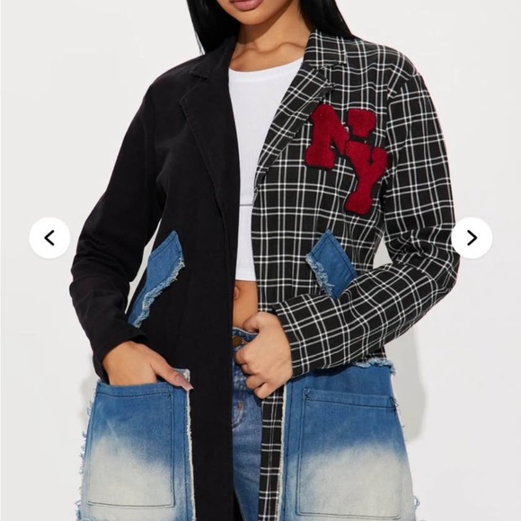 Fashion Nova Jackets & Blazers - Fashion Nova Black and Blue Plaid Blazer